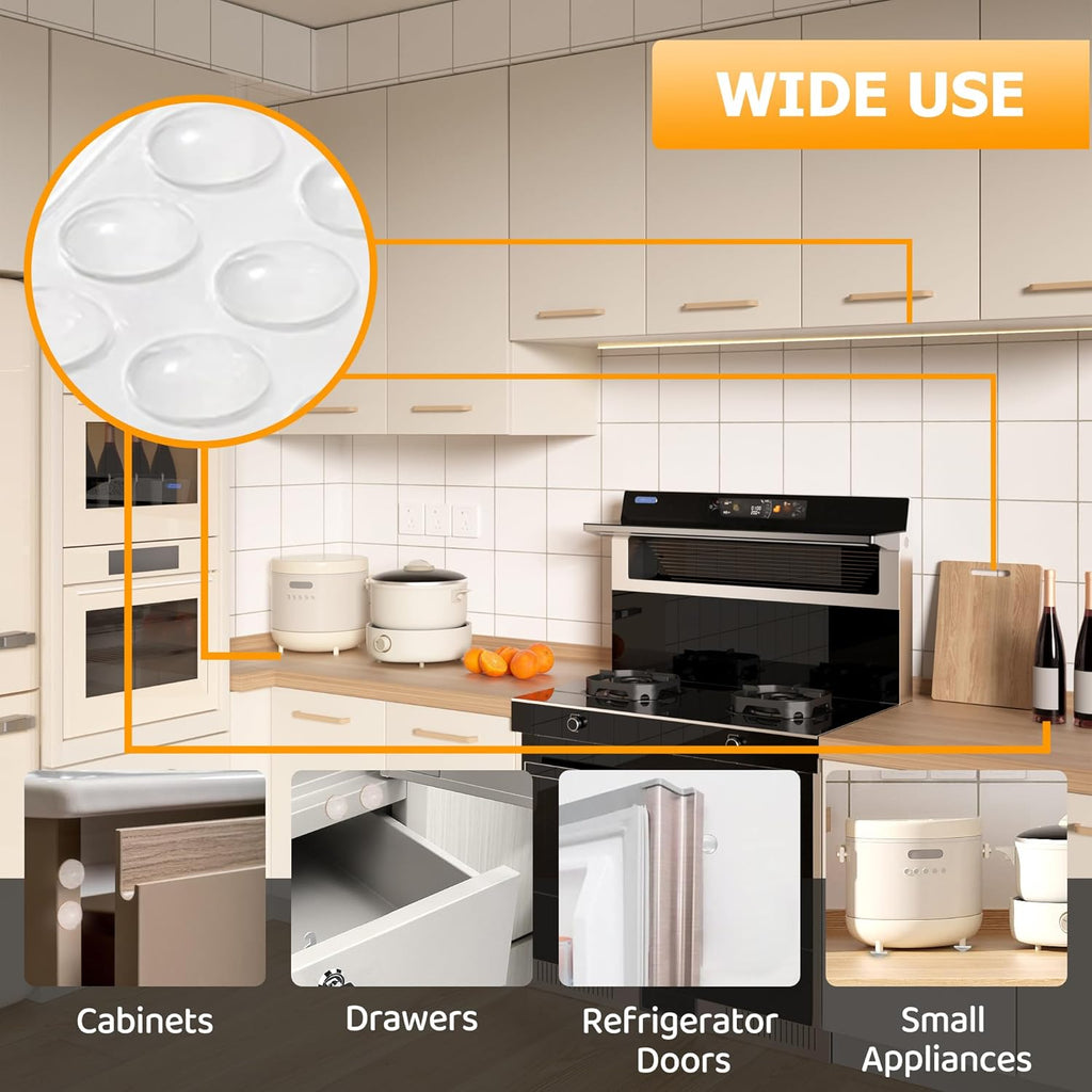 Cabinet Door Bumper, Cabinet Bumpers Clear 120PCS, Cabinet Stoppers Rubber, Cabinet Cushion Drawer Stops, Rubber Cabinet Door Bumpers Sound Dampening 3/8 Inch