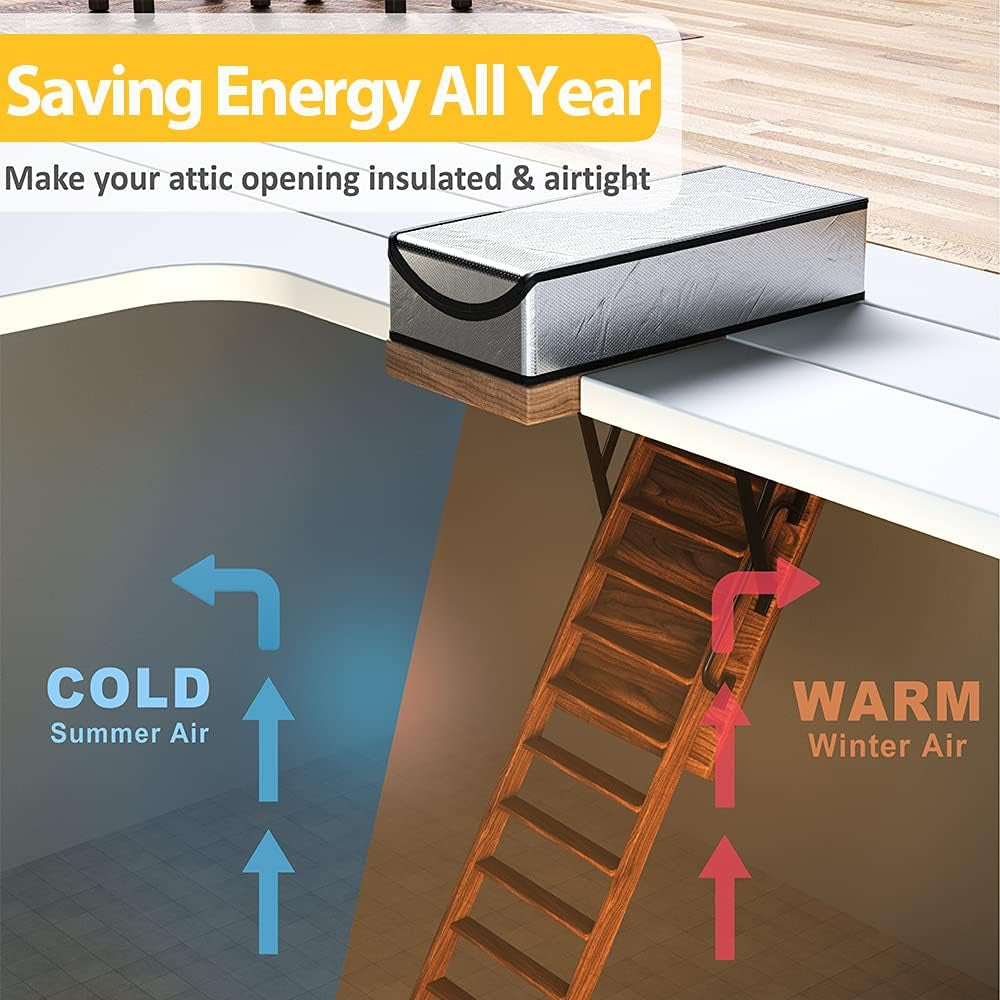 Attic Stairs Insulation Cover 25"X54"X11", Attic Door Insulation Cover, R-Value 15.5 Attic Hatch Insulation, Class a Fireproof Attic Tent Ladder Insulation Cover Kit