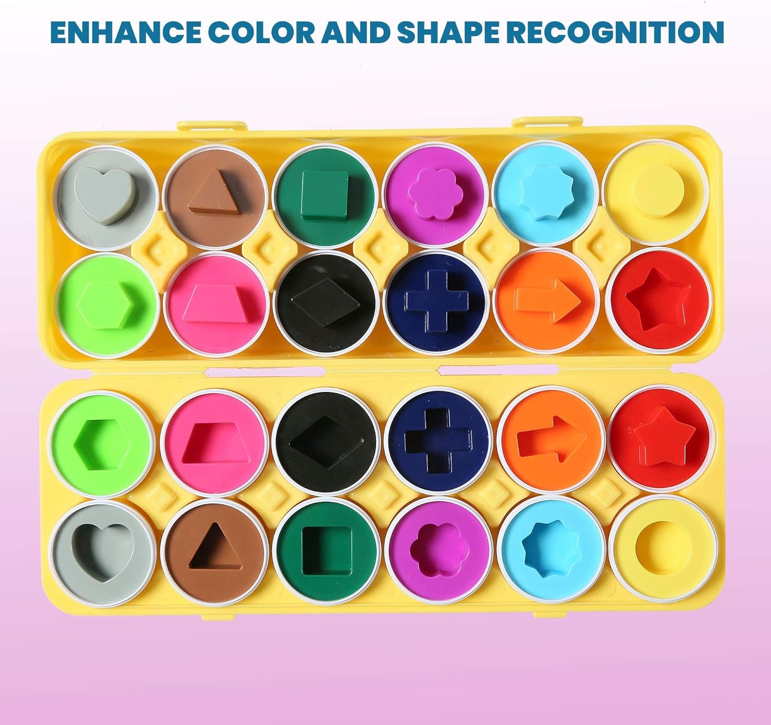 Fun Egg Matching Toy (Total 12 Eggs) - Toddler STEM Easter Eggs Toys, Shape Recognition Egg Toys for Kids, Educational Color Sorting Toys, Play Egg Shapes Puzzle Set